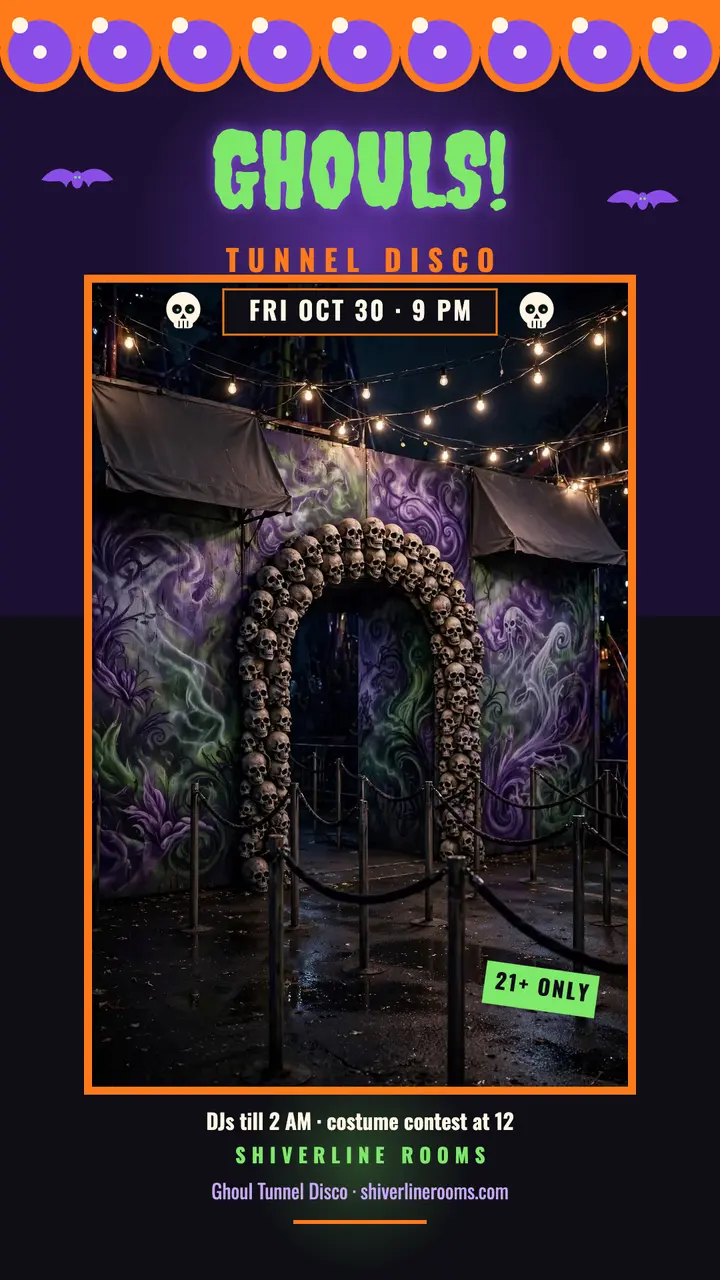 Ghoul Tunnel Disco haunted night story template