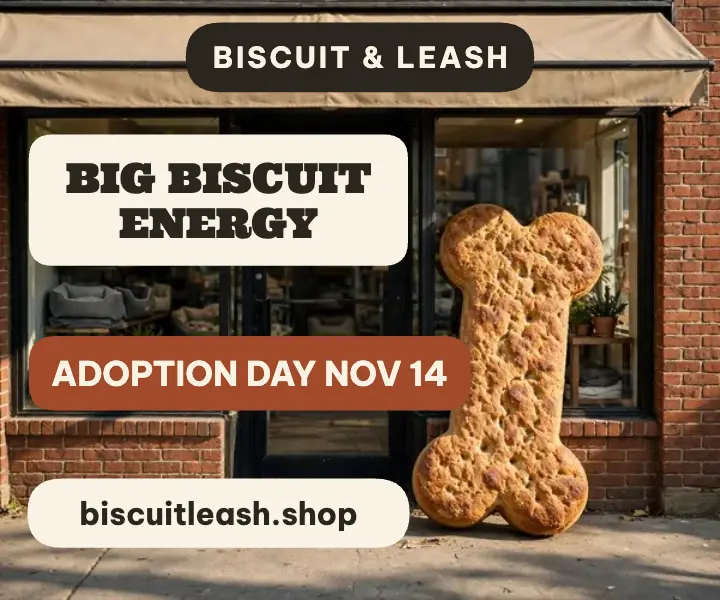 Biscuit and Leash giant biscuit ad template