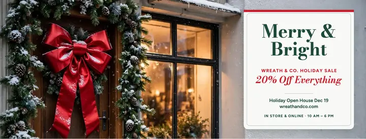 Wreath and Co holiday storefront cover template