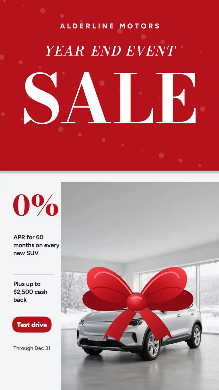 Giant red bow year-end event template