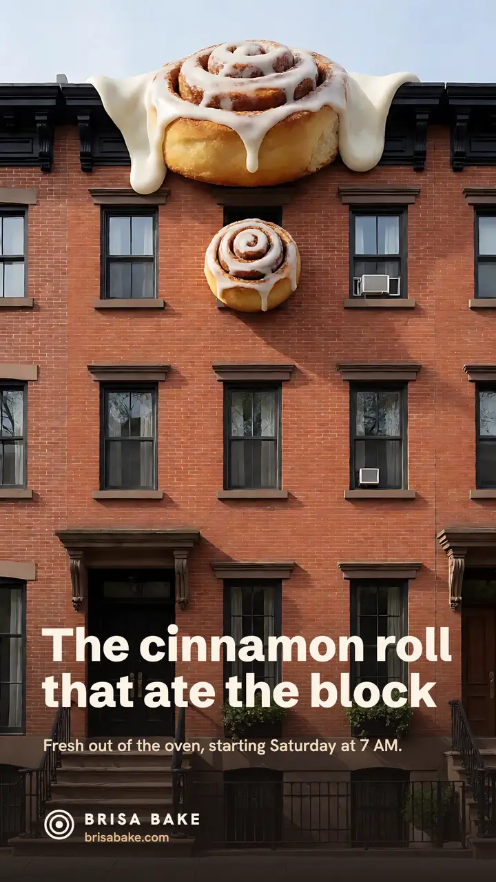 Brisa Bake giant roll story: bakery now open story template