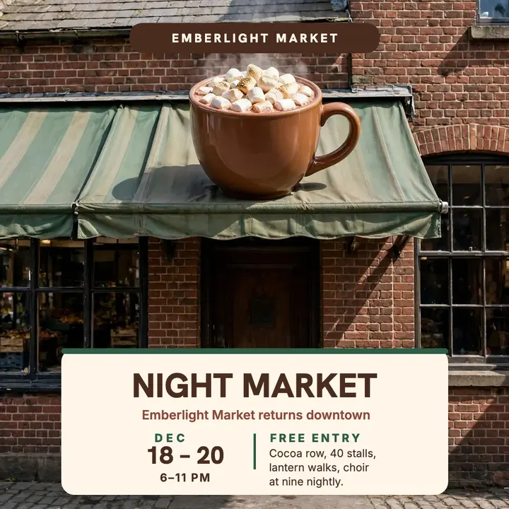 Emberlight winter night market cocoa post template