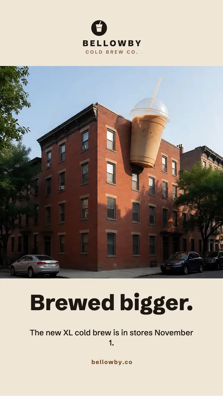 Brewed bigger giant cup story: new drink launch story template
