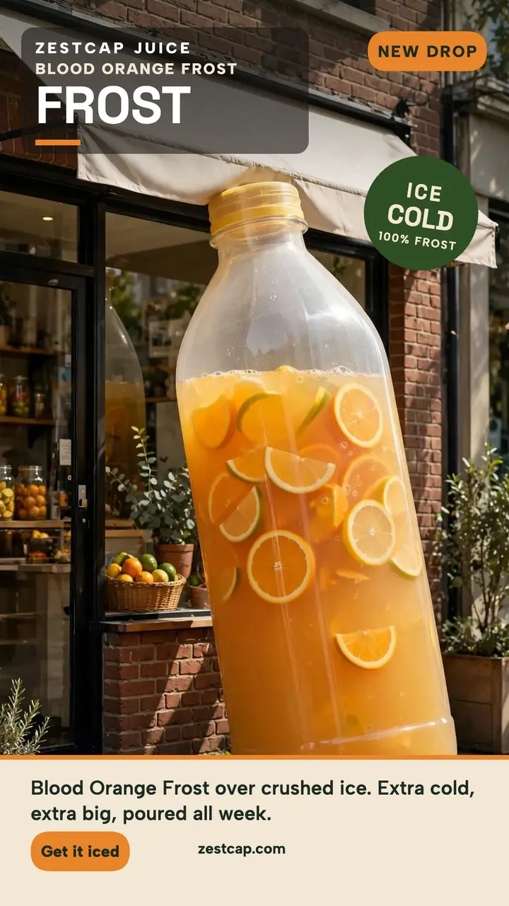 Zestcap giant juice bottle drop story template