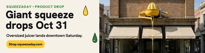 Squeezaday giant juicer drop billboard template
