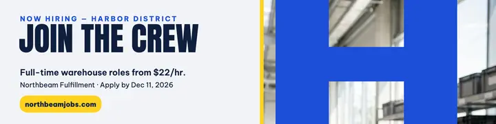 Northbeam crew hiring banner, giant H template