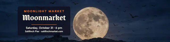 Moonmarket Halloween night market banner template