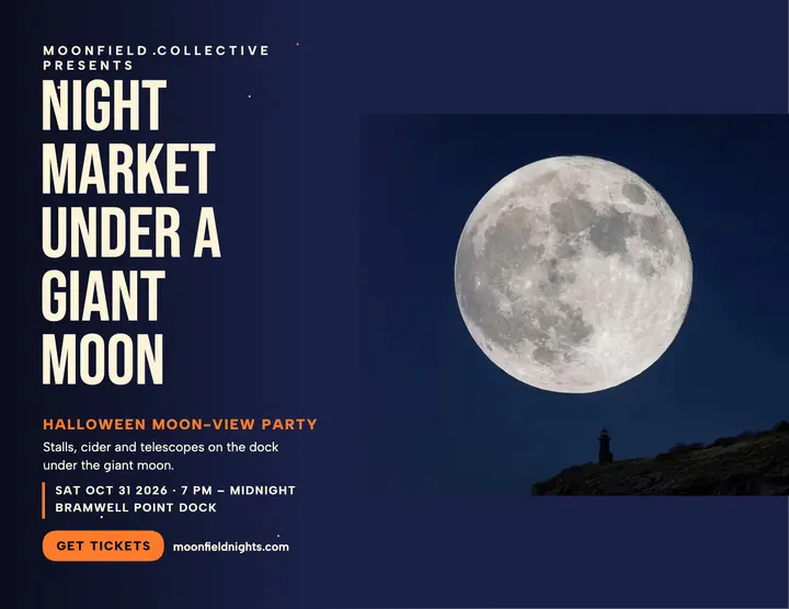 Moon-view night market flyer, giant moon template