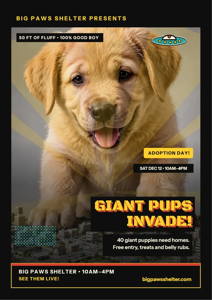 Big Paws giant puppy adoption flyer template