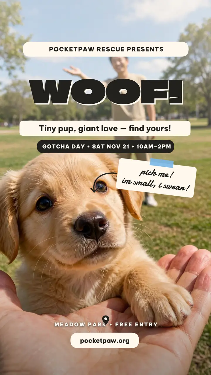 Giant puppy Gotcha Day story template