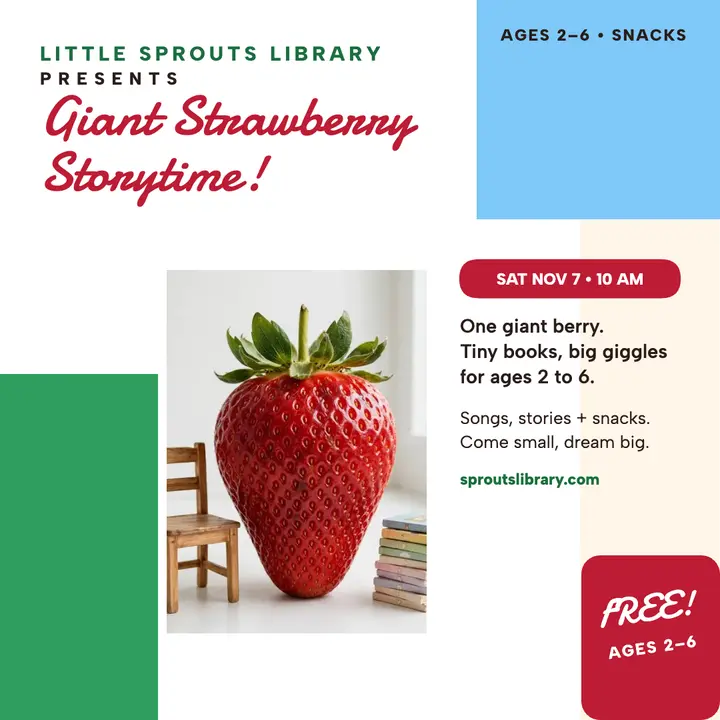 Giant strawberry storytime square post template