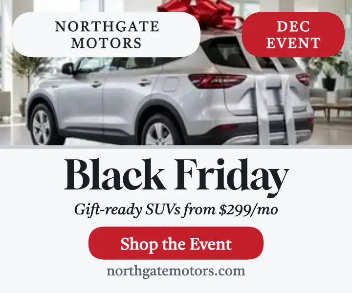 Northgate Black Friday SUV gift bow ad: black friday car ad template