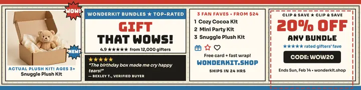 Wonderkit top-rated bundles comic banner: gift bundle banner template