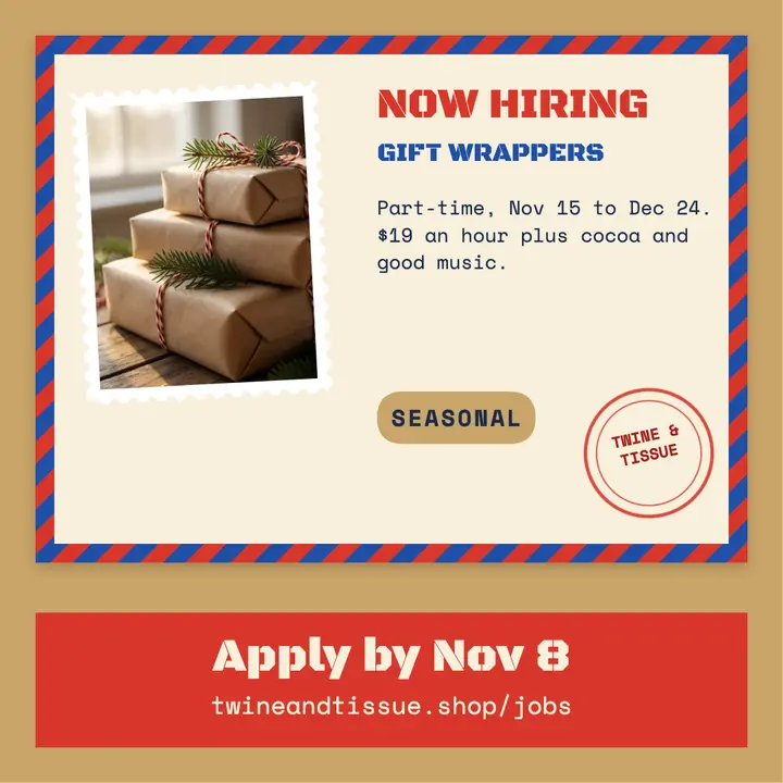 Gift wrap crew hiring, airmail and stamps post template
