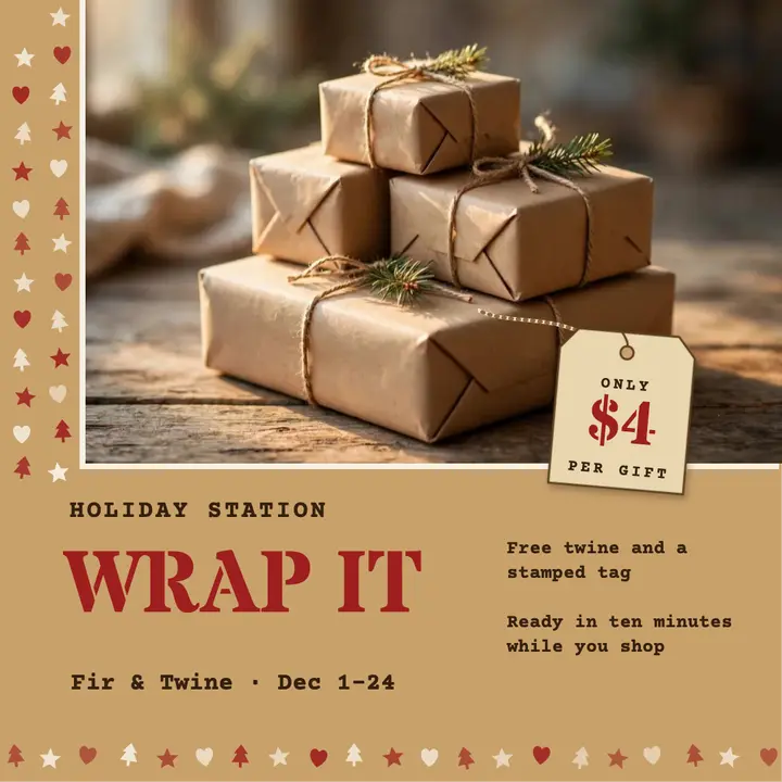 Fir and Twine gift wrap station template