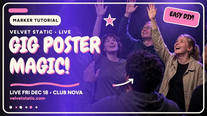 Velvet Static gig poster marker thumbnail template