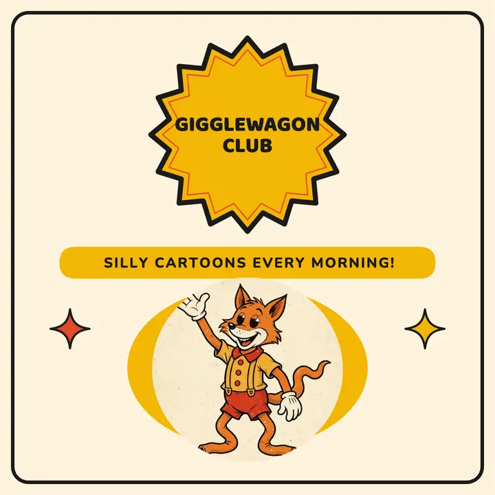 Gigglewagon Club cartoon podcast cover template
