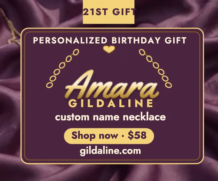 Gildaline name necklace birthday ad: name necklace ad template