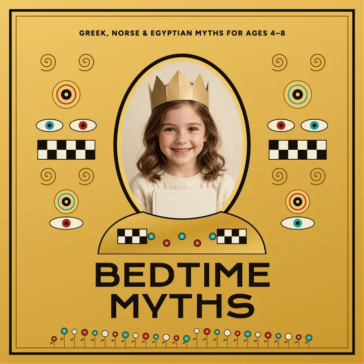 Bedtime Myths gilded kids podcast cover template