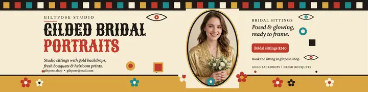 Giltpose gilded bridal portrait banner template