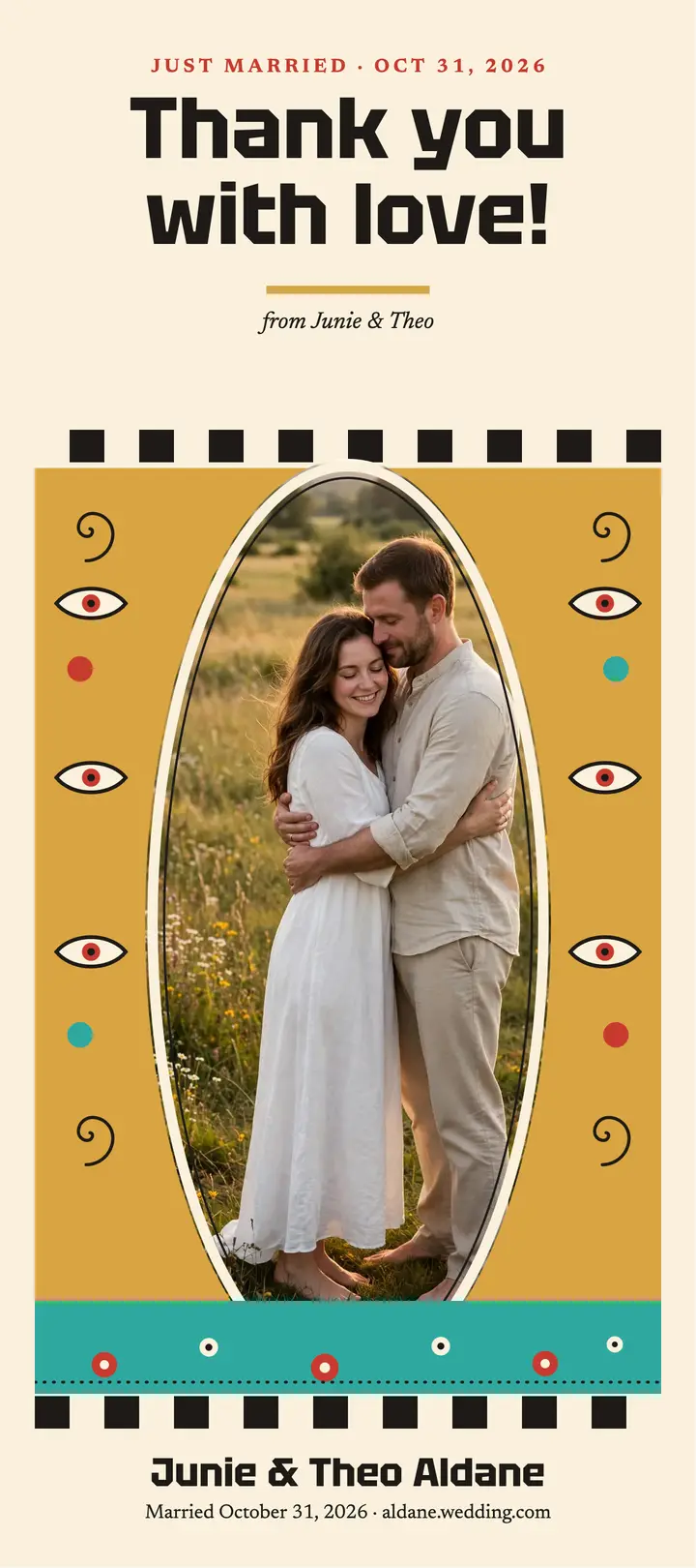 Gilded couple thank you rack card template