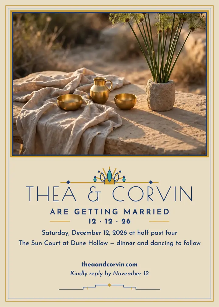 Thea and Corvin gilded deco invitation: wedding invitation template