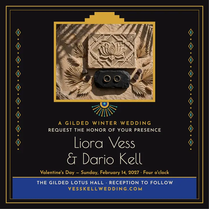 Gilded deco winter wedding invitation, Liora and Dario: wedding invitation template