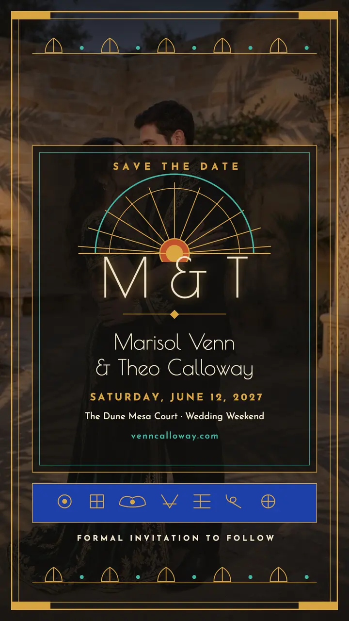 Venn Calloway gilded wedding save-the-date: wedding save the date story template