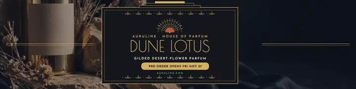 Auruline Dune Lotus preorder banner: perfume launch banner template