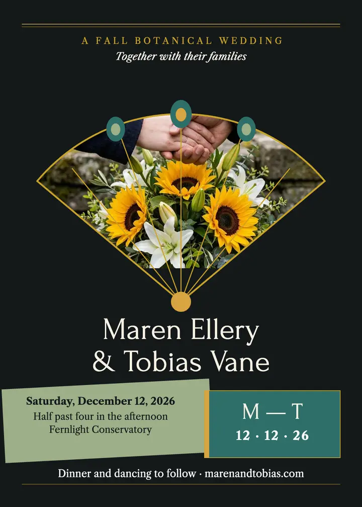 Maren and Tobias gilded fan invitation template