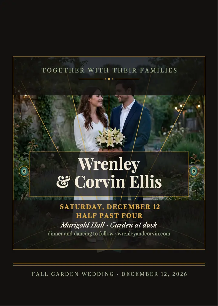 Wrenley and Corvin fall garden invitation template