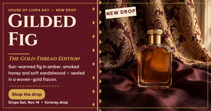 Gilded Fig perfume drop post template