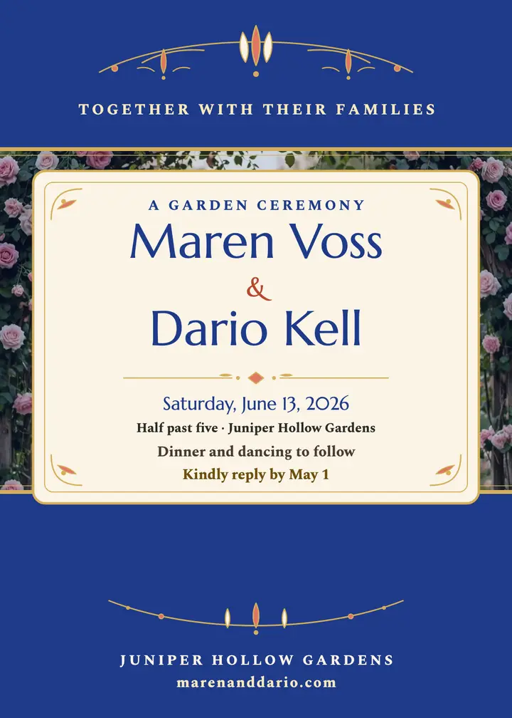Maren and Dario gilded garden invitation template