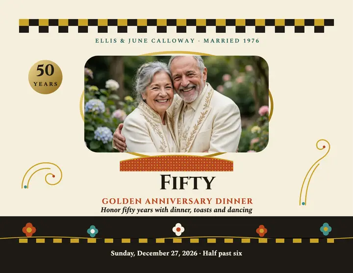 Ellis and June golden anniversary flyer template