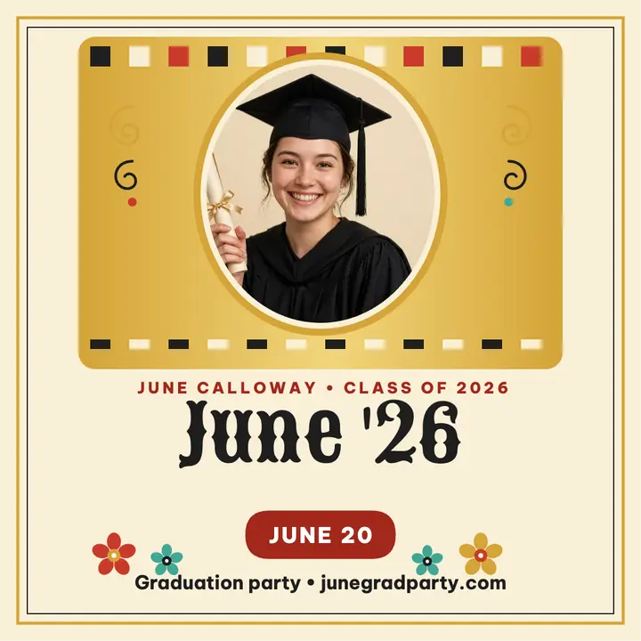 June Calloway gilded grad portrait post template