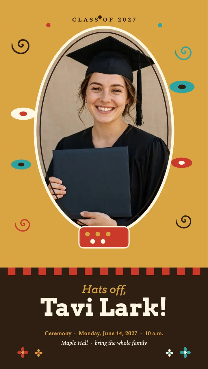 Gilded graduation portrait story template