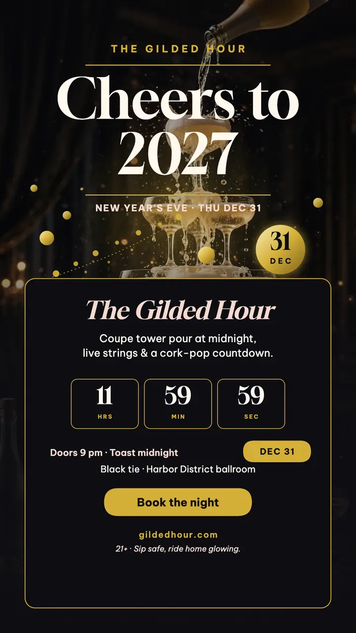 The Gilded Hour New Year toast story template