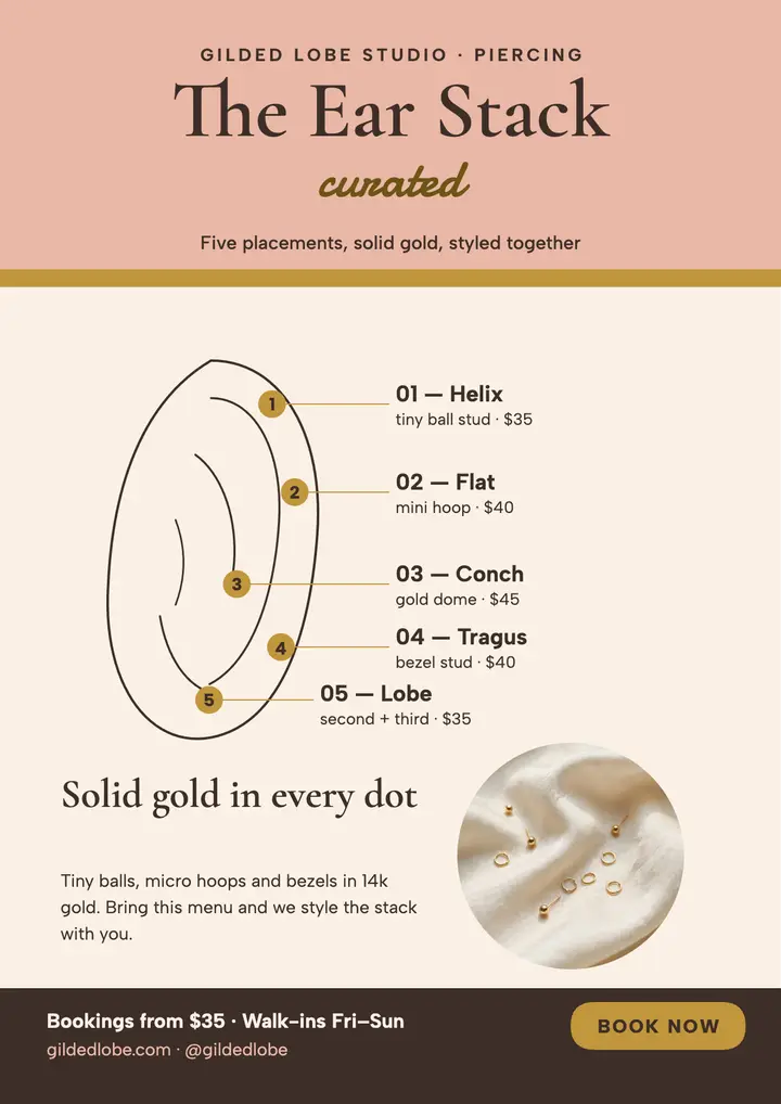 Gilded Lobe ear stack menu flyer template