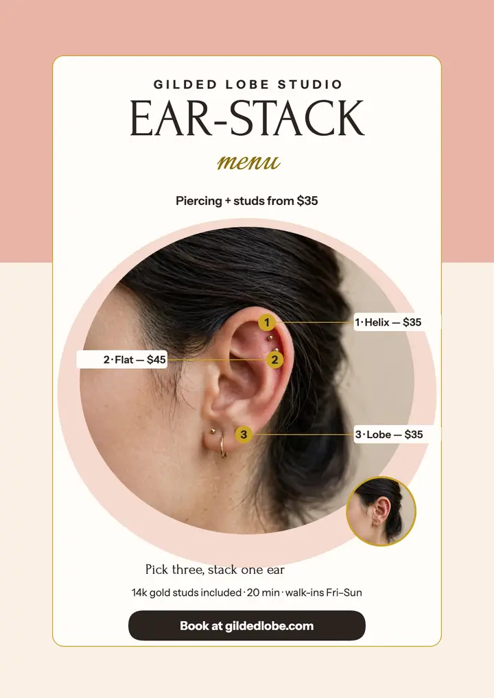Gilded Lobe ear-stack menu flyer template