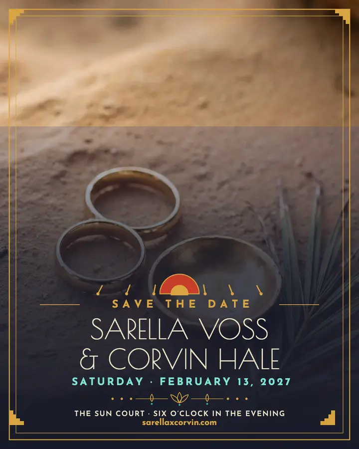 Gilded lotus deco save the date: save the date post template