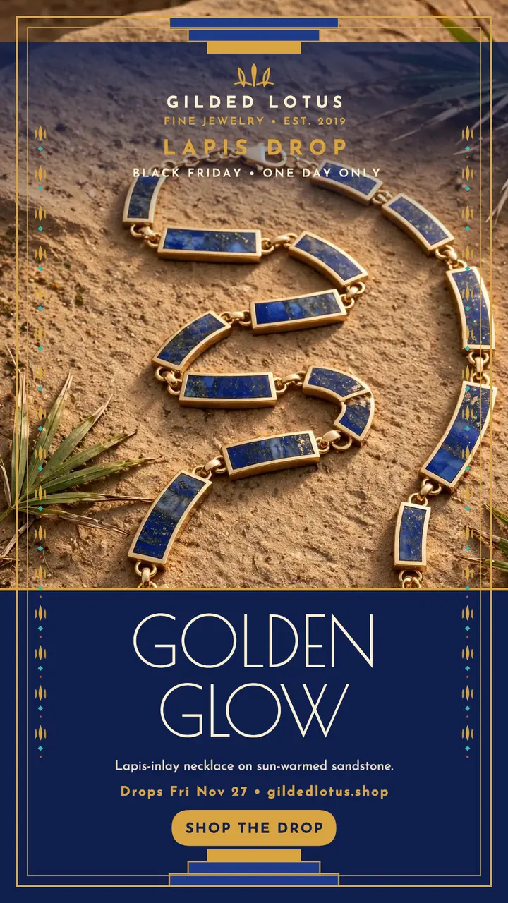 Gilded Lotus gold necklace drop story template