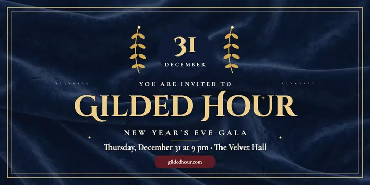 Gilded Hour New Year gala velvet post template