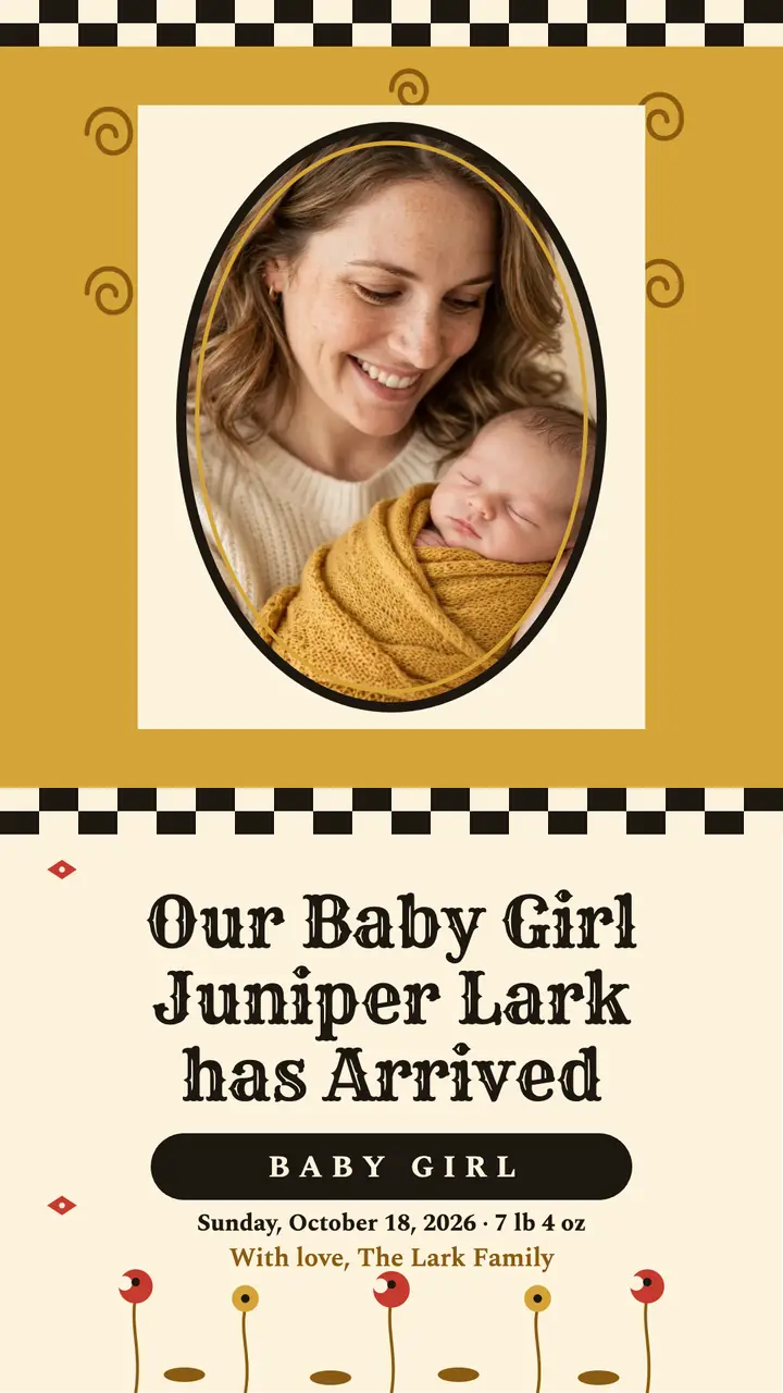 Juniper Lark gilded baby girl story template