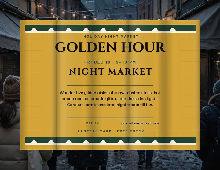 Golden Hour Market holiday night flyer template