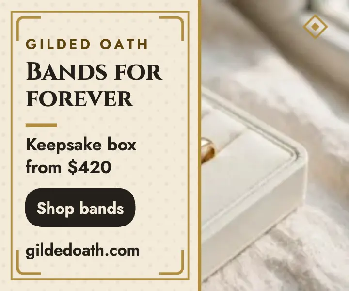 Gilded Oath wedding bands ad template