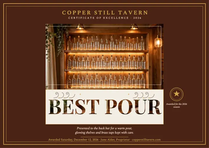 Copper Still best pour certificate template