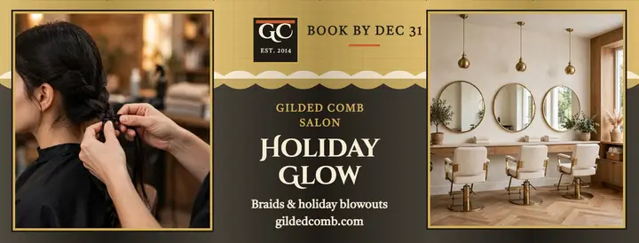 Gilded Comb Salon holiday cover template