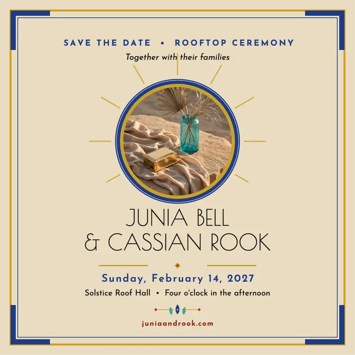 Gilded deco rooftop wedding invite template