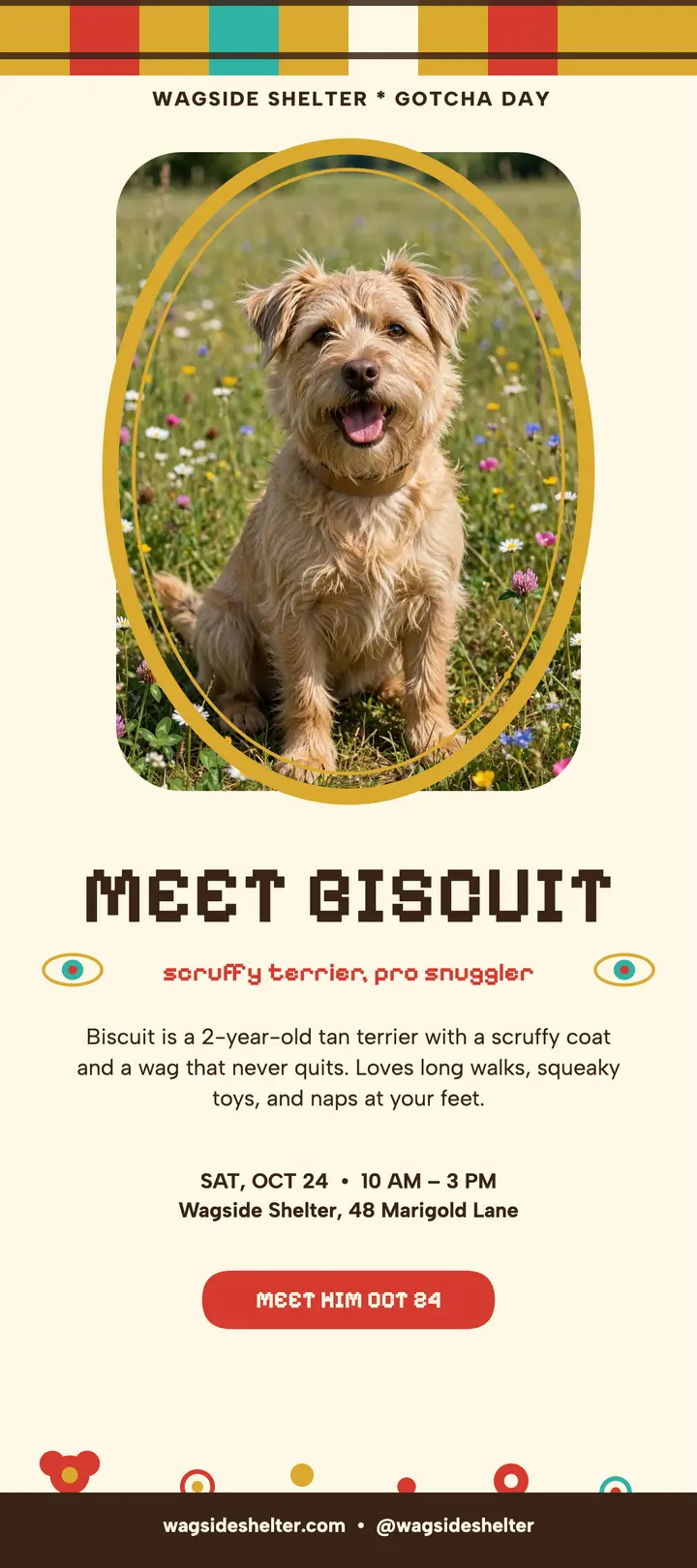 Wagside Shelter terrier adoption rack card template