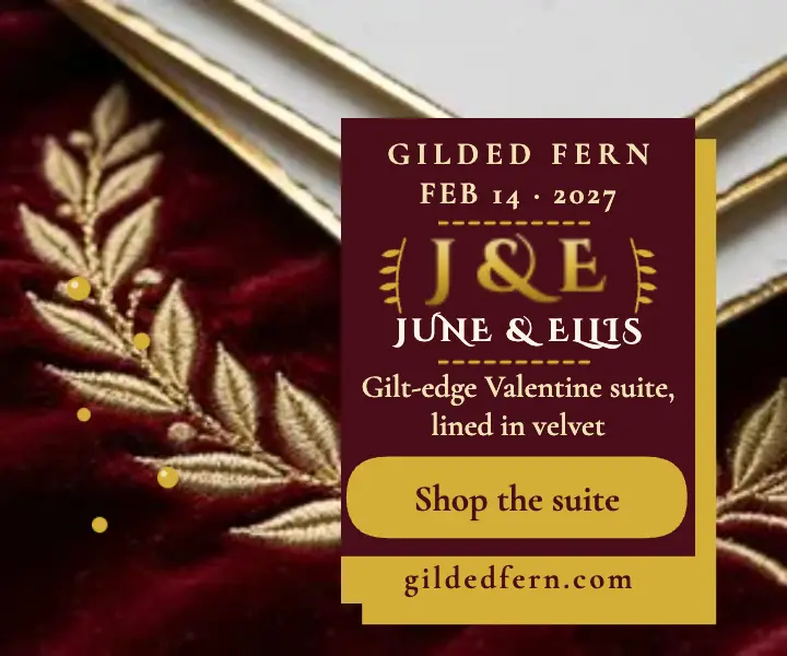 Gilded Fern Valentine velvet invitation ad: valentine wedding invitation ad template